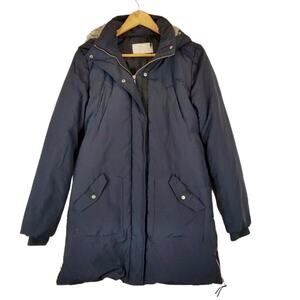 Villa Women's Navy Blue Hooded Down Zip Front Coat Size Large